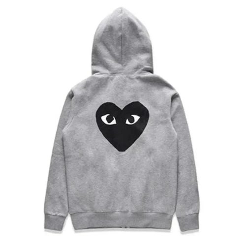 Comme des Garçons CDG Play Heart Zip-Up Hoodie Gray