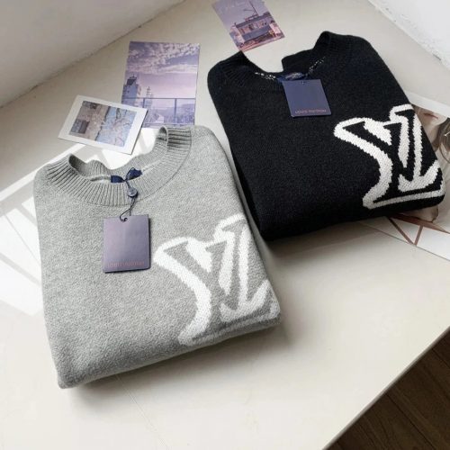 Louis Vuitton LV Monogram Knit Oversized Sweater Black and Gray