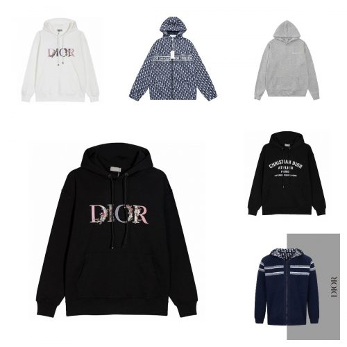 Dior Floral Logo Graphic Cotton Hoodie Black