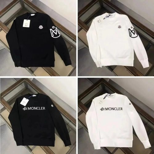 Moncler Graphic Print Cotton Sweatshirt Black and White