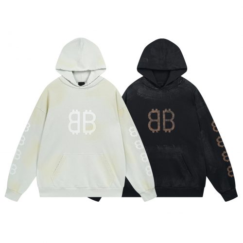 Balenciaga Bitcoin Oversized Graphic Hoodie Black and White