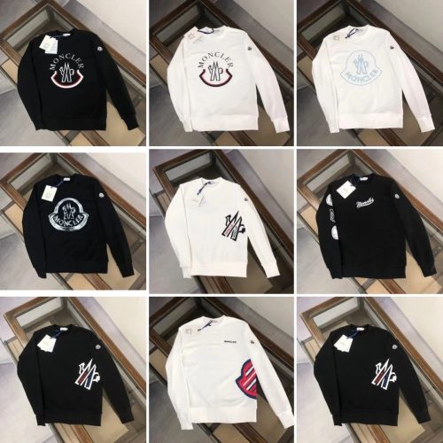 Moncler Graphic Print Cotton Sweatshirt Black and White
