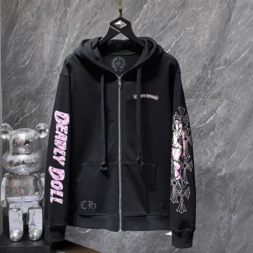 Chrome Hearts Deadly Doll Graphic Zip-Up Hoodie Black
