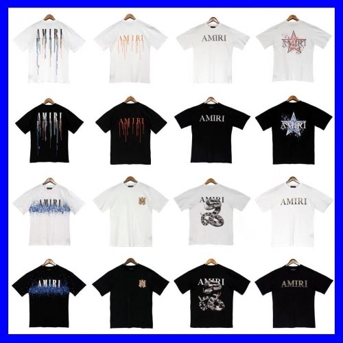 Amiri Graphic Print Cotton T-Shirt Collection Black and White