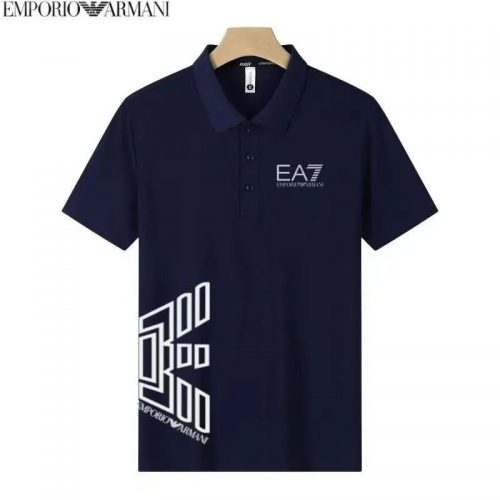 Emporio Armani EA7 Graphic Print Cotton Polo Shirt Navy