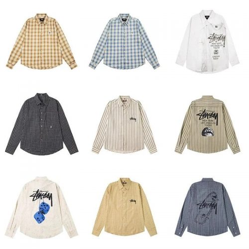 Stussy Graphic Button-Down Shirt Streetwear Long Sleeve Shirt Multicolor
