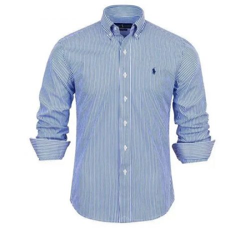 Ralph Lauren RL Striped Classic Button-Down Shirt Blue and White