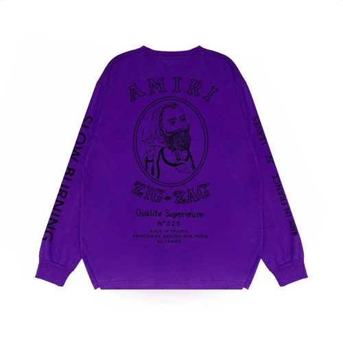 Amiri Zig-Zag Graphic Cotton Long Sleeve Shirt Purple