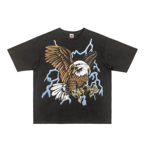Fruit of the Loom Vintage Eagle Lightning Graphic Tee Black