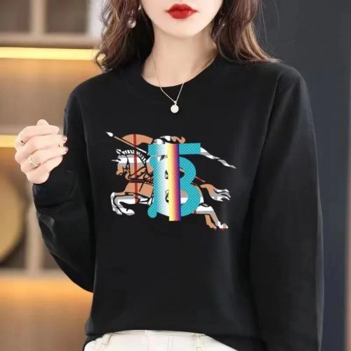 Burberry Equestrian Knight Graphic Cotton Long Sleeve Shirt Black