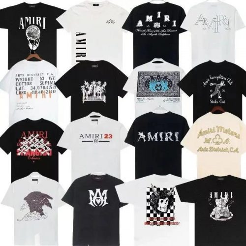 Amiri Graphic Print Cotton T-Shirt Collection Black and White