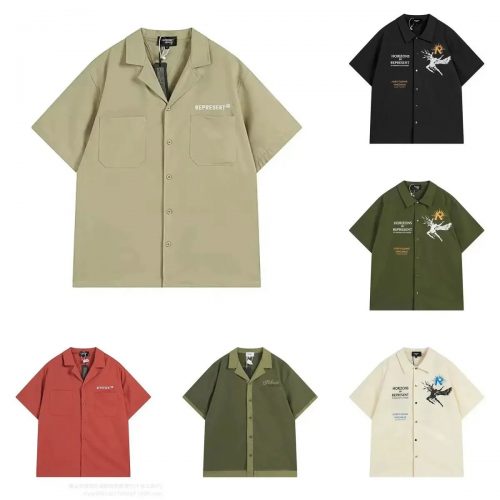Represent Horizons Camp Collar Button-Down Shirt Multicolor