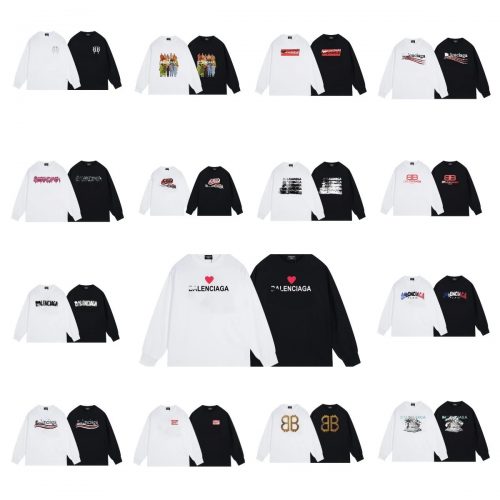 Balenciaga Graphic Print Cotton Long Sleeve Shirt Multicolor