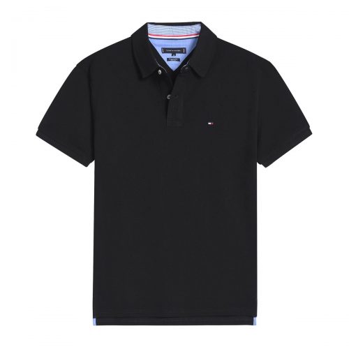 Tommy Hilfiger TH Slim Fit Cotton Polo Shirt Black