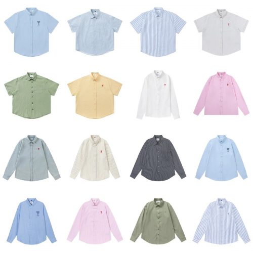Ami Paris Ami de Coeur Classic Button-Down Shirt Multicolor