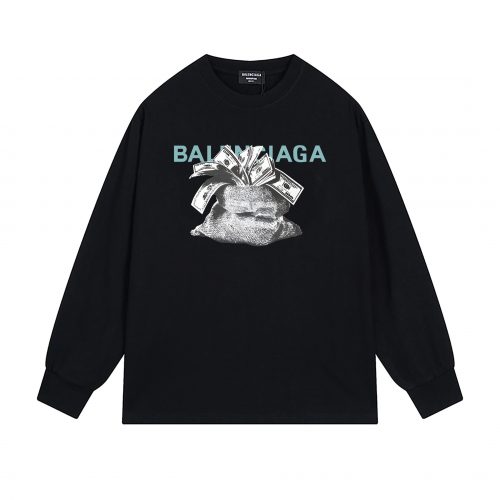 Balenciaga Money Bag Graphic Long Sleeve Shirt Black