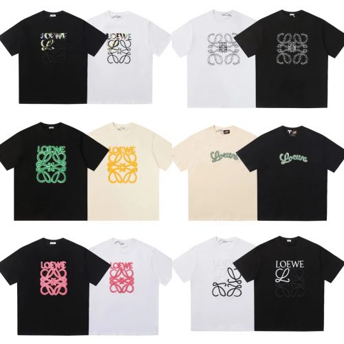 Loewe Anagram Embroidery Graphic Tee Cotton T-Shirt Multicolor