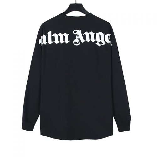 Palm Angels Classic Gothic Print Oversized Long Sleeve Shirt Black