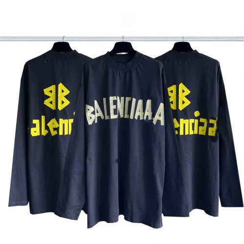 Balenciaga Tape Type Oversized Long Sleeve Shirt Black