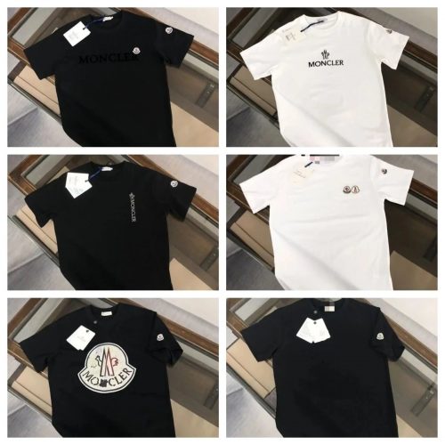 Moncler Graphic Print Cotton T-Shirt Black and White