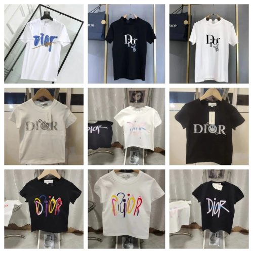 Dior Graphic Print Cotton T-Shirt Black and White