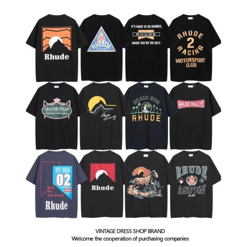 Rhude Graphic Print Streetwear T-Shirt Black