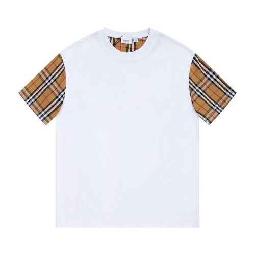 Burberry Check Panel Cotton T-Shirt White