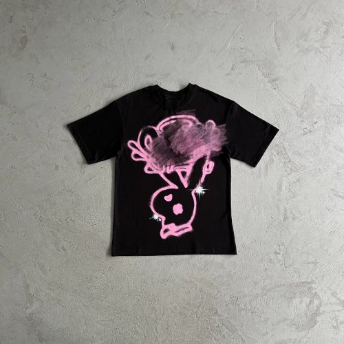 Design Spray Paint Graphic Streetwear T-Shirt Black