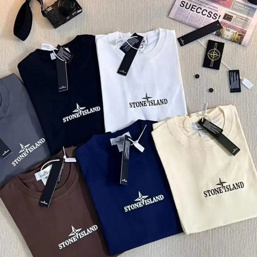 Stone Island Graphic Print Cotton T-Shirt Multicolor