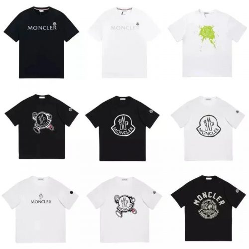 Moncler Graphic Print Cotton T-Shirt Black and White