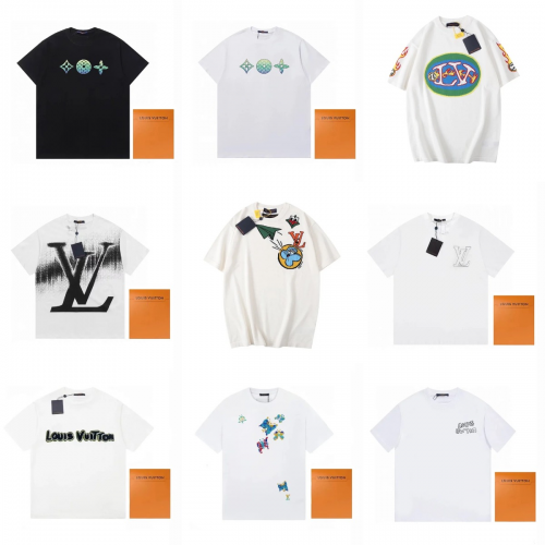 Louis Vuitton LV Graphic Print Cotton T-Shirt Collection White and Black