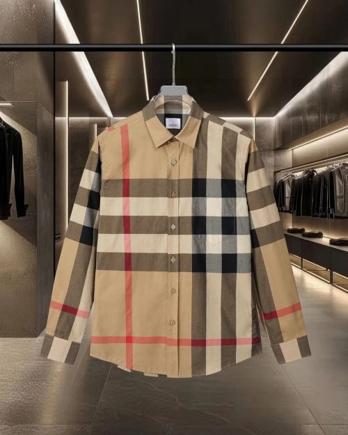 Burberry Check Cotton Classic Button-Down Shirt Beige