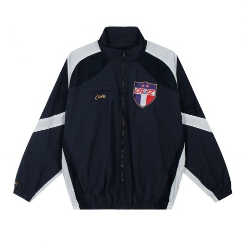 Corteiz Crtz Football Track Jacket Streetwear Windbreaker Navy and White