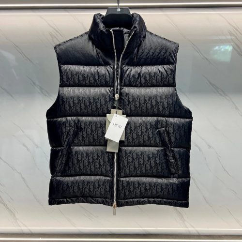 Dior Oblique Puffer Quilted Down Vest Black