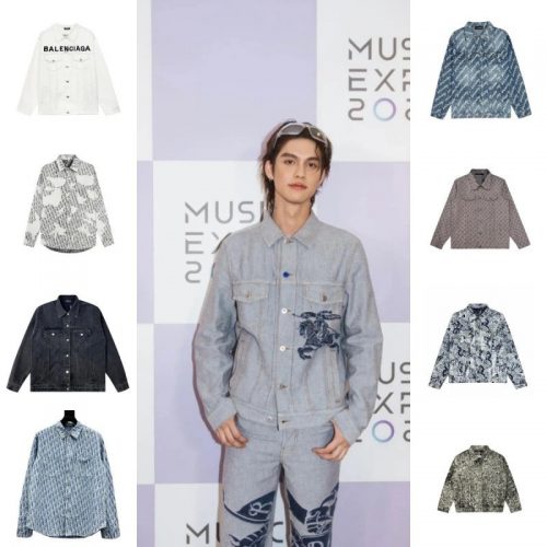 Burberry Equestrian Knight Design Denim Jacket Light Blue