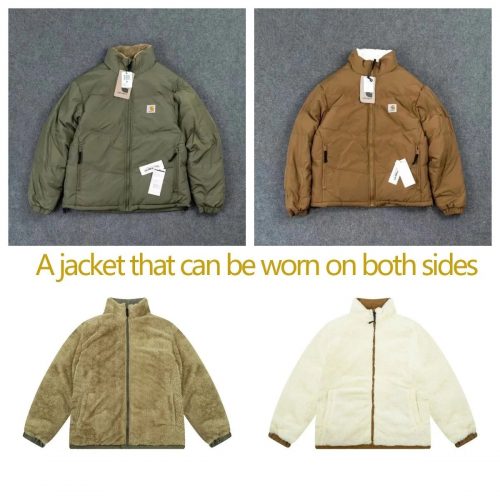 Carhartt Reversible Fleece Puffer Jacket Green and Brown