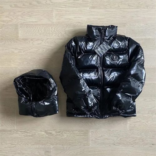 Trapstar Irongate Detachable Hood Puffer Jacket Shiny Black