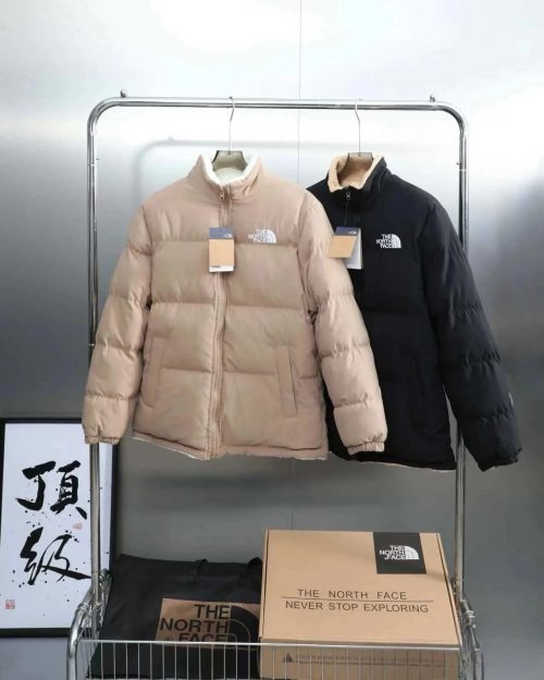 The North Face TNF Sherpa Lined Puffer Jacket Beige and Black
