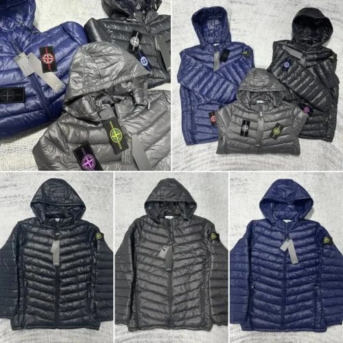 Stone Island Nylon Metal Lightweight Puffer Jacket Black Blue and Gray