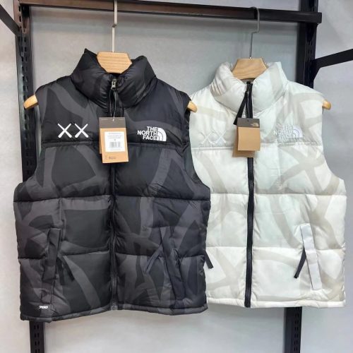 The North Face TNF KAWS Retro Nuptse Puffer Vest Black and White
