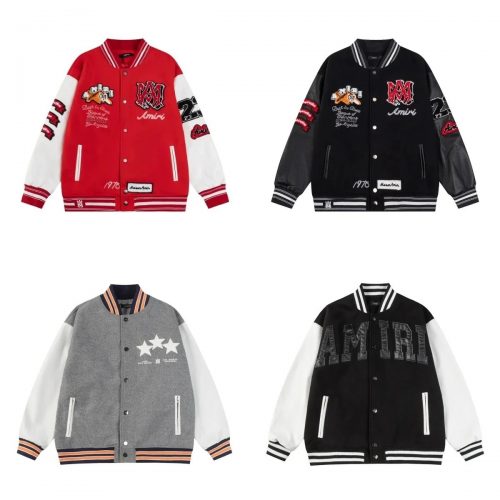 Amiri Varsity Jacket Embroidered Streetwear Jacket Multicolor