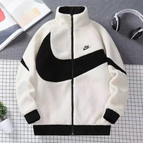 Nike Big Swoosh Sherpa Fleece Jacket White and Black