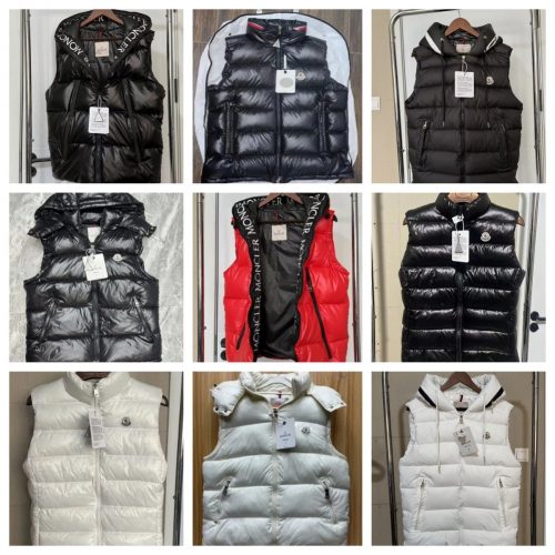 Moncler Down Vest Puffer Gilet Quilted Sleeveless Jacket Multicolor
