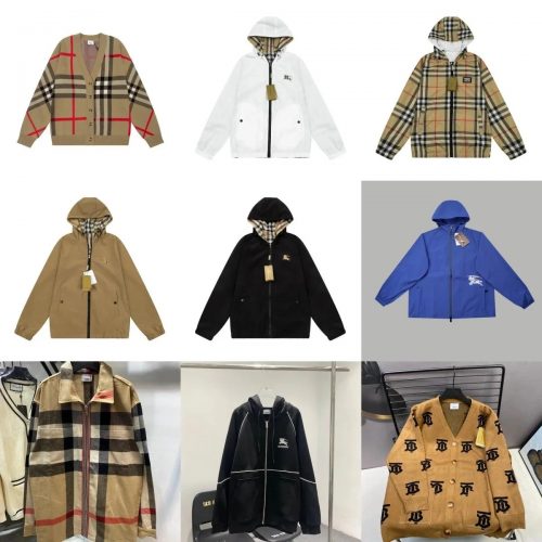 Burberry Check Pattern and Equestrian Knight Design Luxury Jackets and Cardigans Multicolor