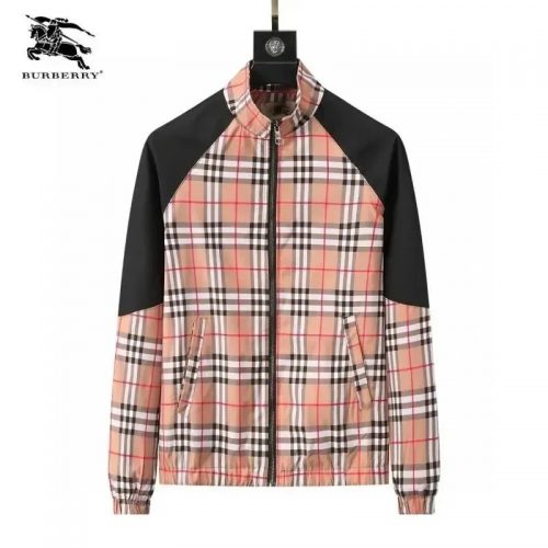 Burberry Check Panel Zip-Up Jacket Beige and Black