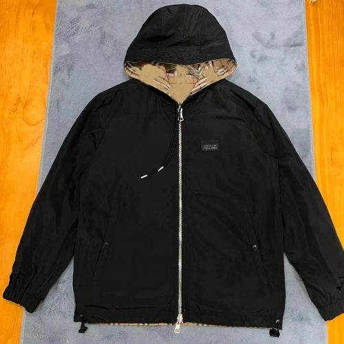 Burberry Reversible Check Hooded Jacket Black and Beige