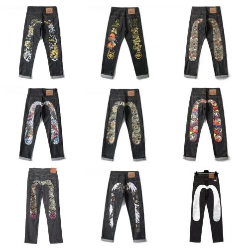 Evisu Daicock Embroidered Denim Jeans Black