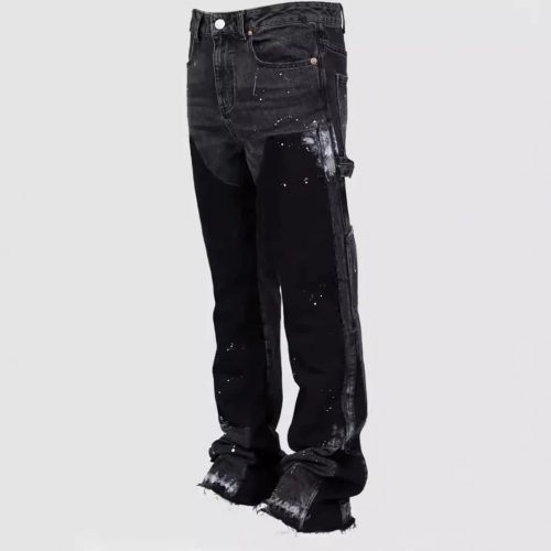Gallery Dept. Paint Splatter Carpenter Pants Distressed Black Denim