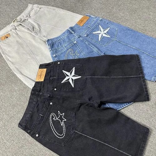 Corteiz CRTZ Star Denim Shorts Streetwear Denim Shorts Multicolor