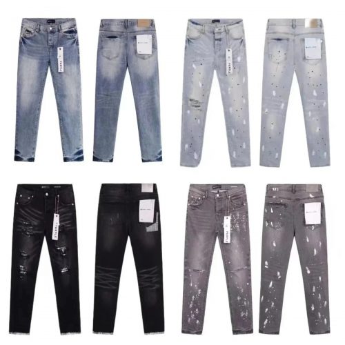 Purple Brand Distressed Denim Jeans Slim Fit Pants Multicolor